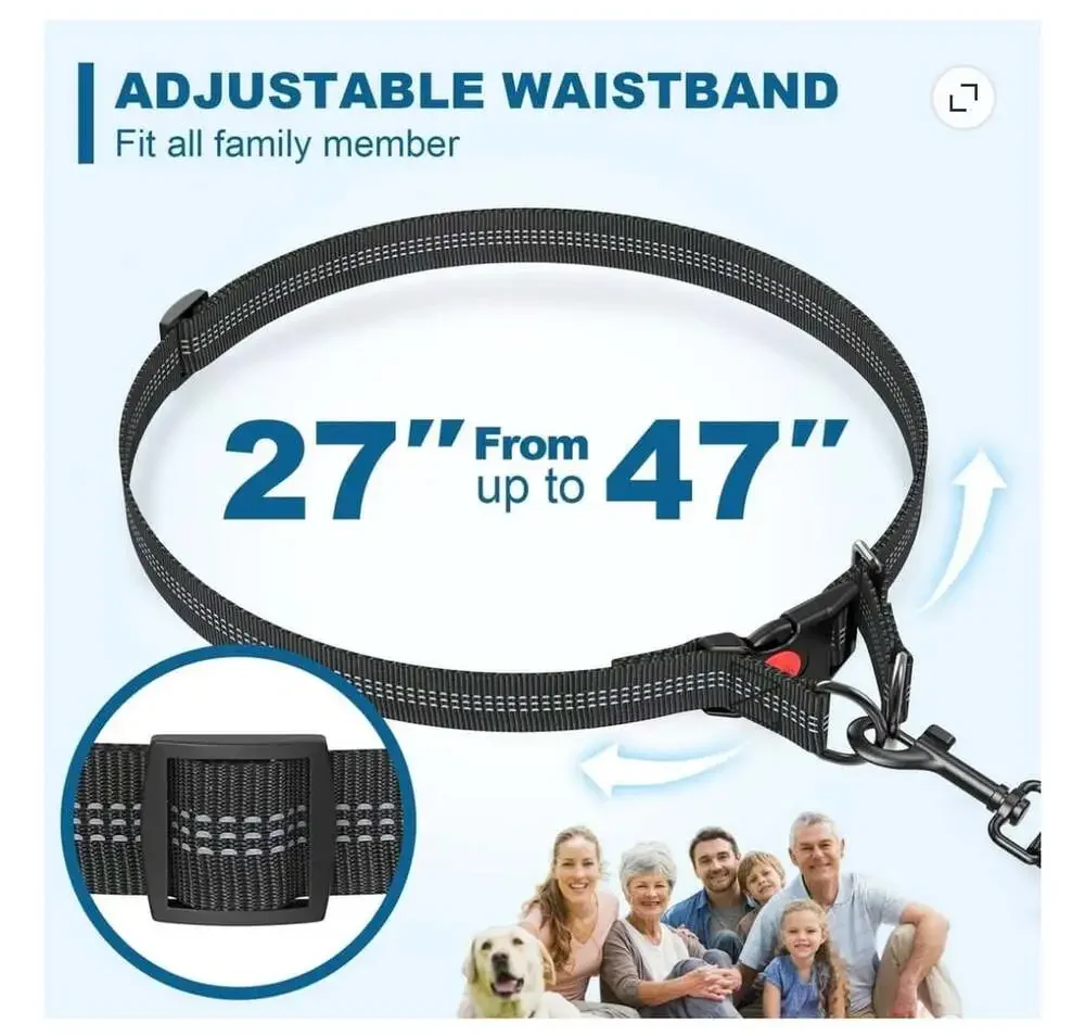 Hands-Free Dog Leash with Waist Pouch and Dual Bungee Handles